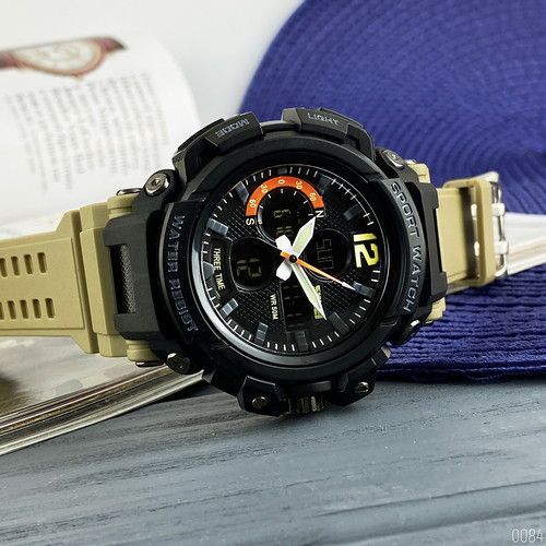 Годинник Skmei 1343 Black-Khaki Wristband 1080-0084 фото